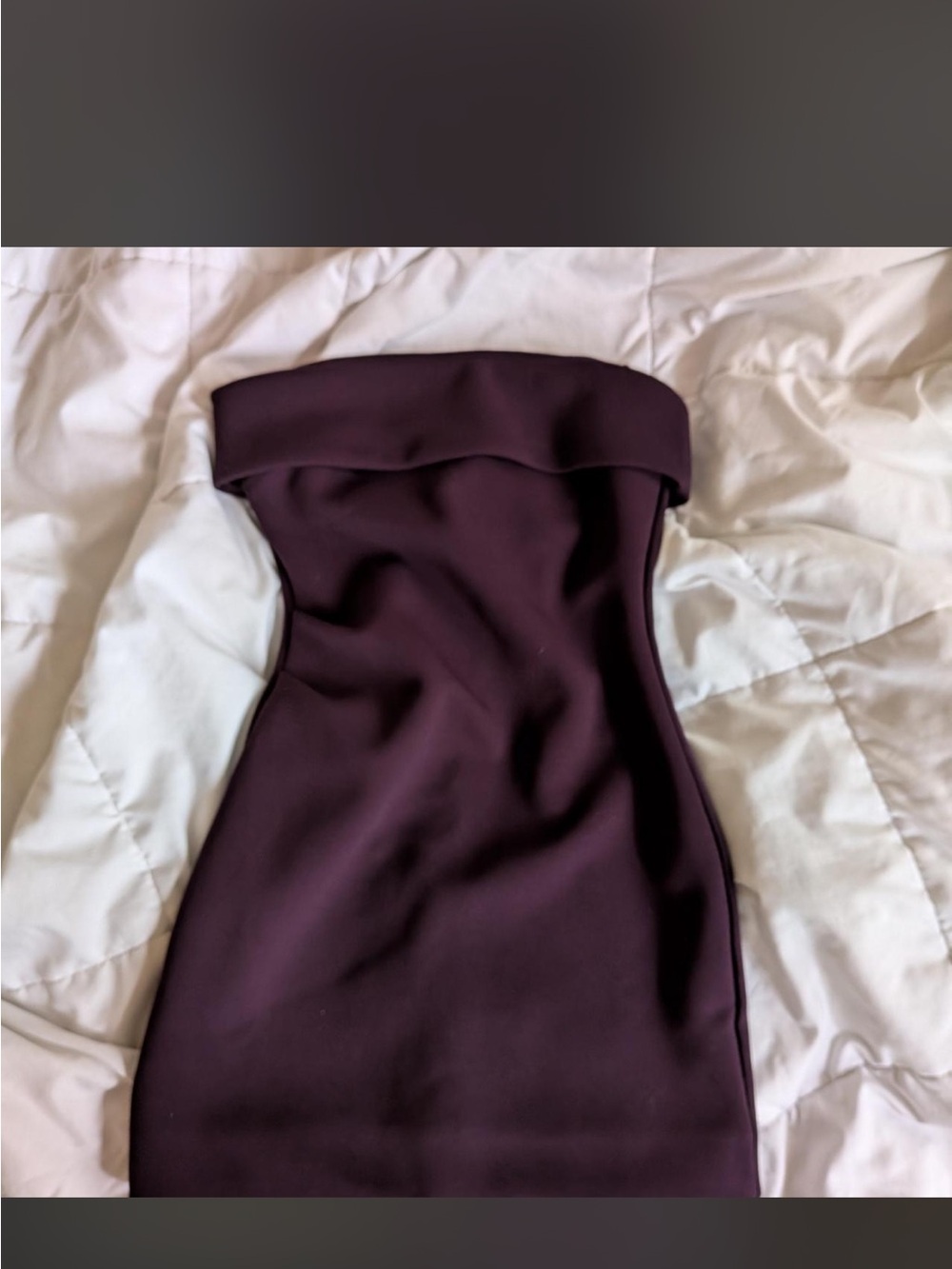 Babaton Strapless Fold-Over Bodycon Dress in Plum